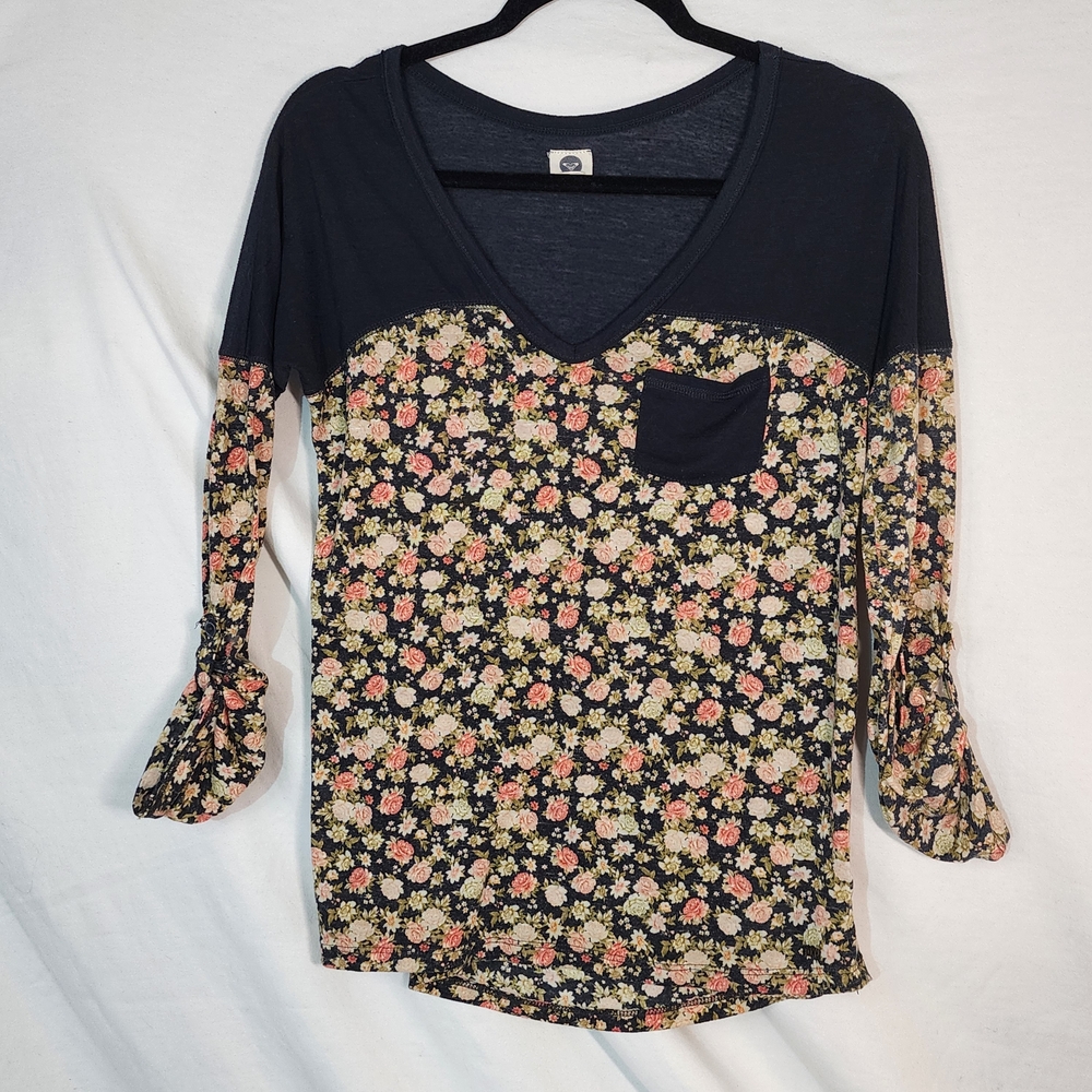 Roxy Black Floral Long Sleeve Top